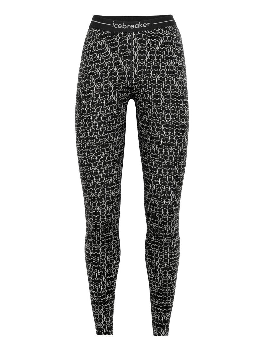 Icebreaker Merino 250 Vertex Alpine Geo Női Leggings Fekete Fehér | HU 1531LISH